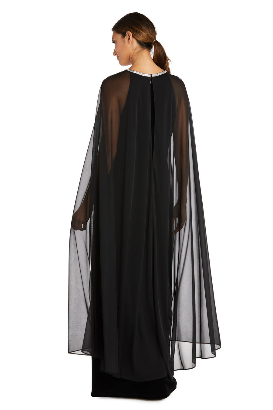 Mother of the Bride Dresses Long Cape Formal Evening Dress Black