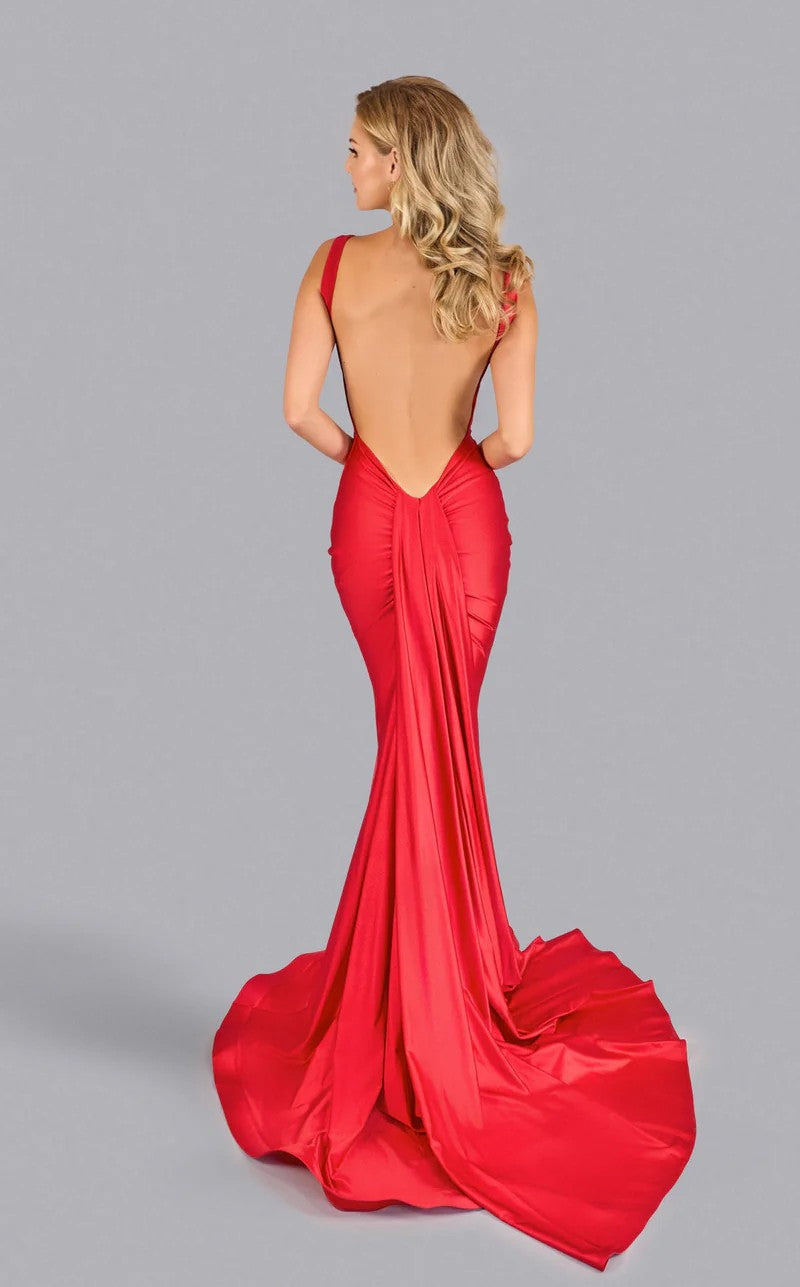 Prom Dresses Long Formal Prom Fitted Mermaid Dress Red