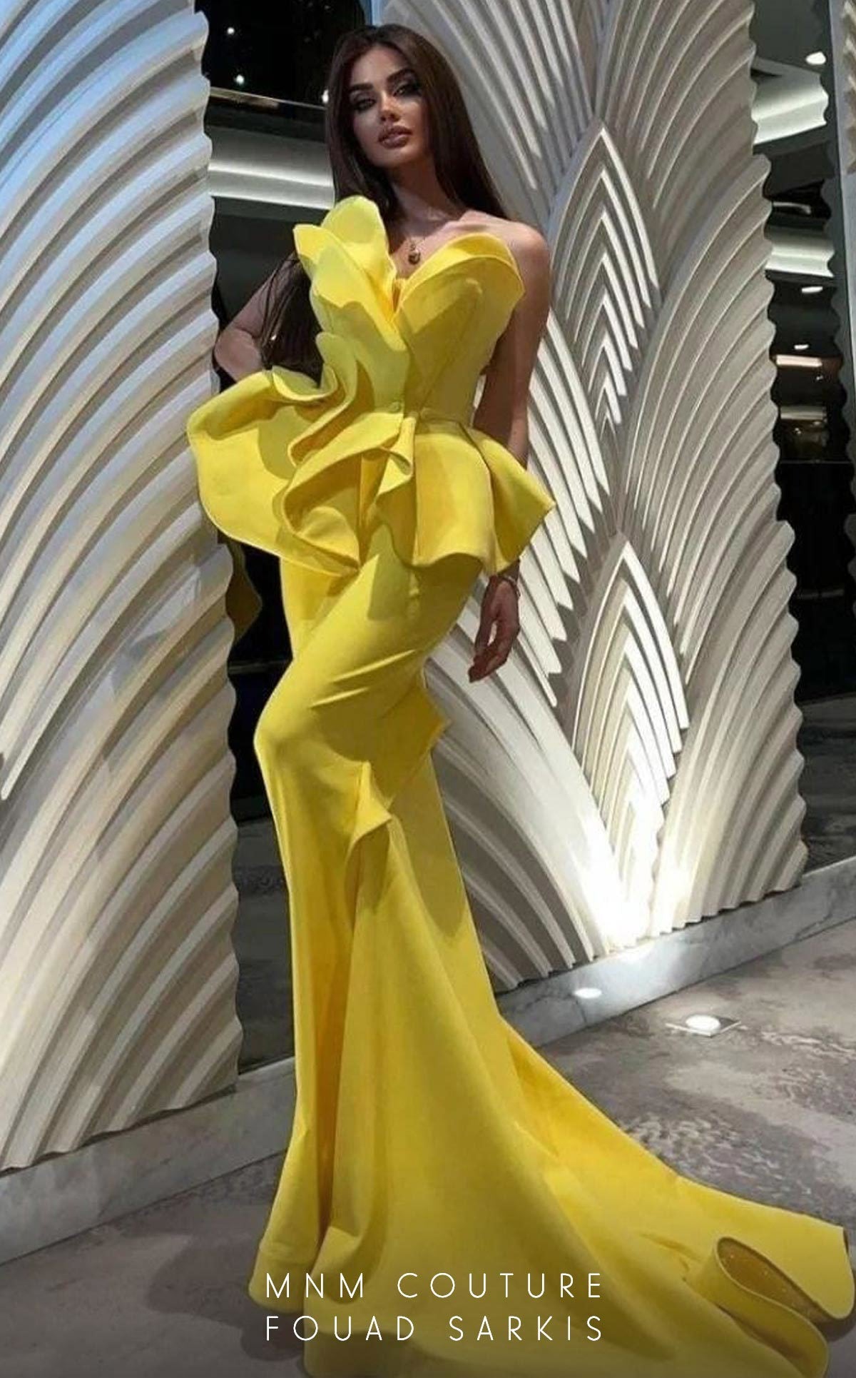 Formal Dresses Long Formal Ruffle Peplum Evening Dress Yellow