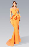 Formal Dresses Long Formal Ruffle Peplum Evening Dress Orange