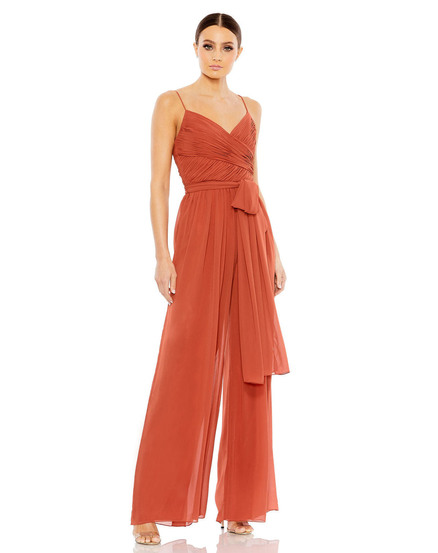 Jumpsuit Long Formal Prom Tie Belt Jumpsuit Cinnamon