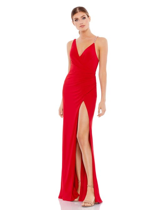 Prom Dresses Long Formal Prom Pearl Strap Dress Red
