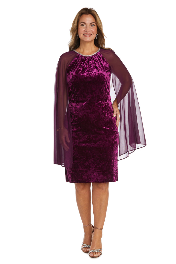 Cocktail Dresses Short Cocktail Mother of the Bride Cape Dress Plum