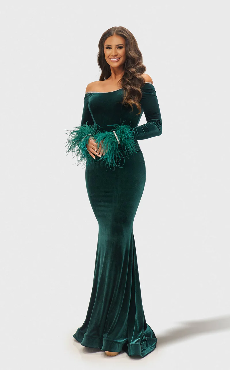 Formal Dresses Long Mermaid Formal Velvet Evening Dress Hunter