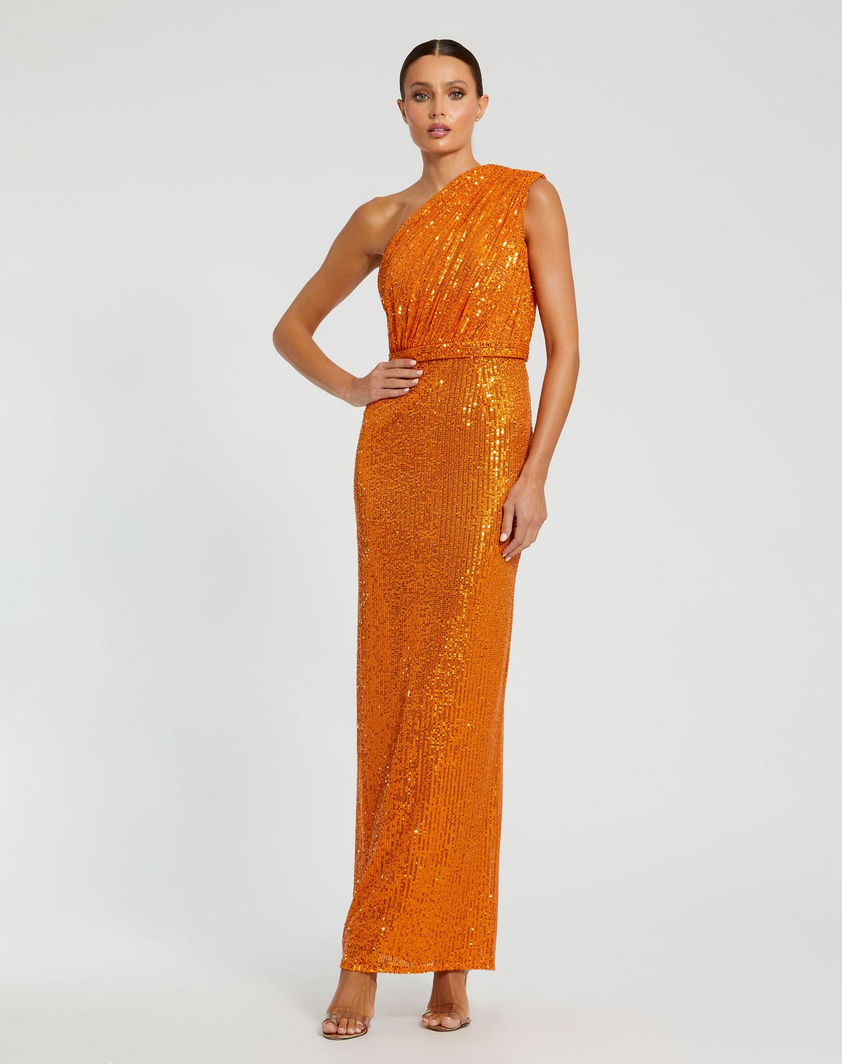 Prom Dresses Long One Shoulder Formal Prom Gown Orange