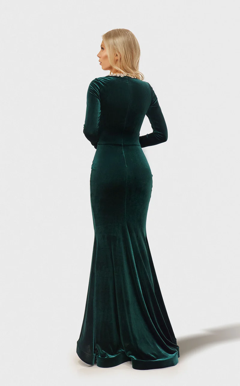 Formal Dresses Long Sleeve Formal Mermaid Prom Dress Hunter