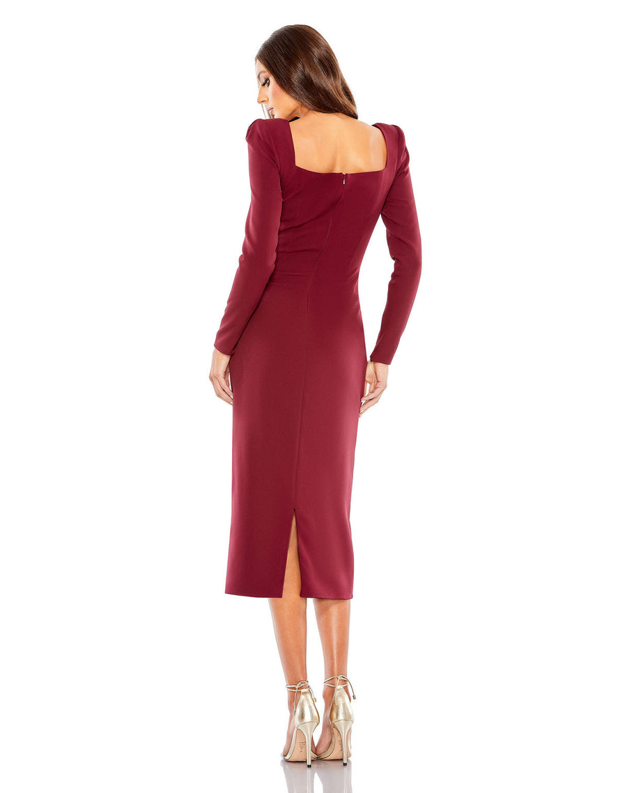 Cocktail Dresses Long Sleeve Cocktail Short Midi Dress Wine