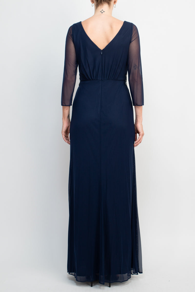 Mother of the Bride Dresses Long Waist Front Zipper Mother of the Bride Dress  NAVY