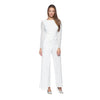 Jumpsuit Embellished Long Sleeve Pleated Waist Stretch Crepe Jumpsuit Ivory