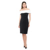 Cocktail Dresses Short Off Shoulder Two Tone Dress Black Ivory