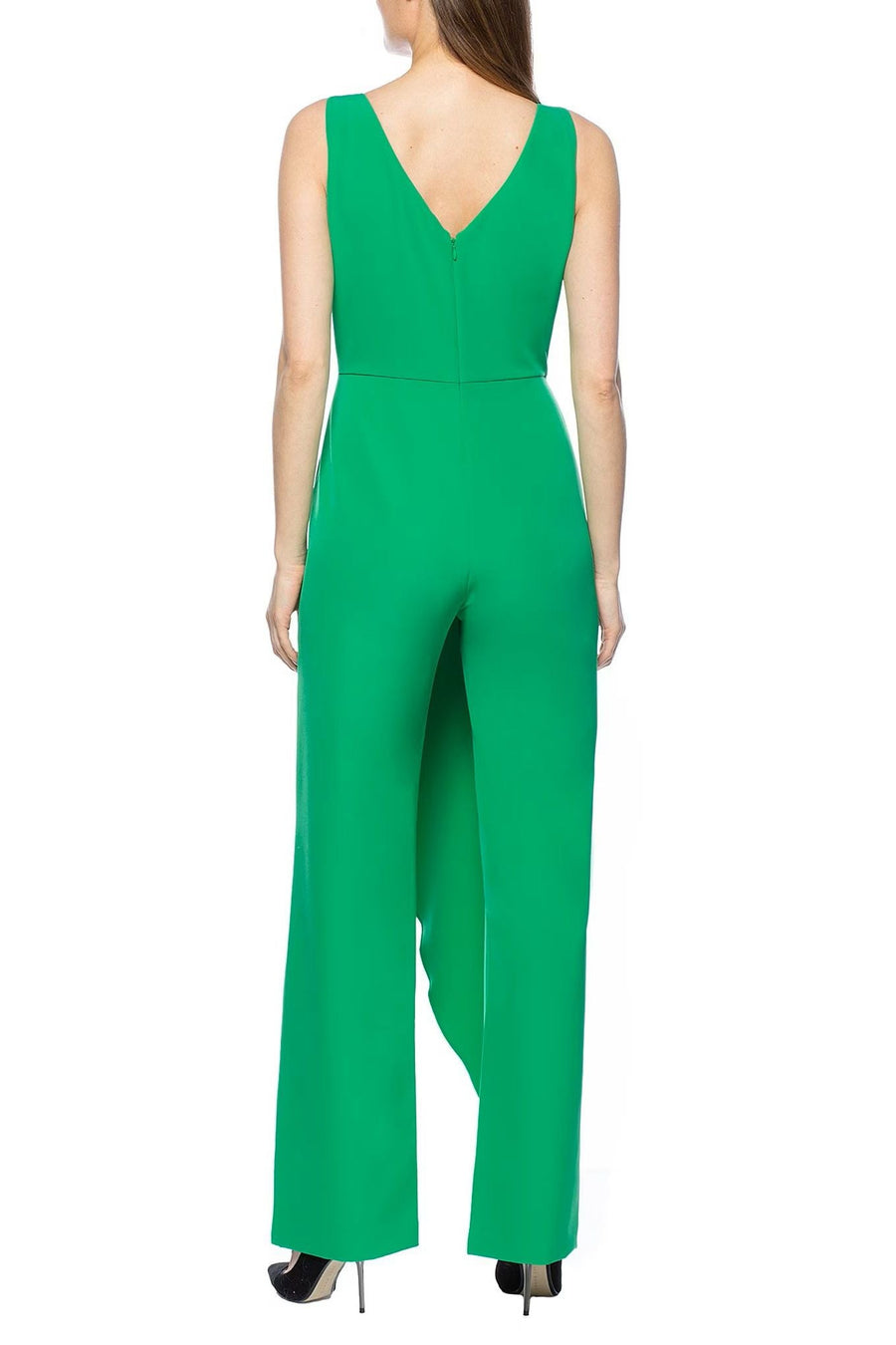 Jumpsuit Sleeveless Cascade Front Drape Jumpsuit Emerald