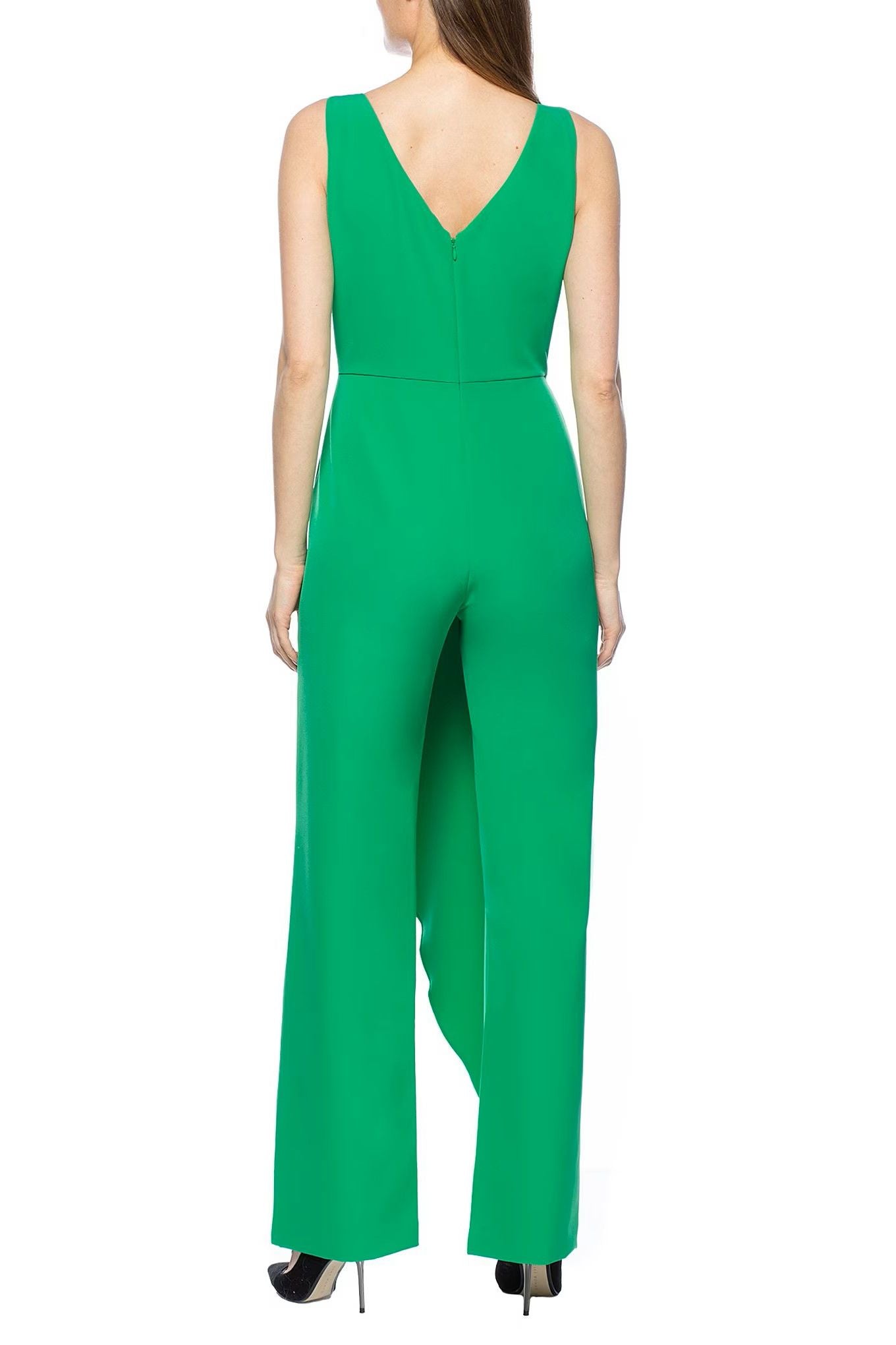 Jumpsuit Sleeveless Cascade Front Drape Jumpsuit Emerald