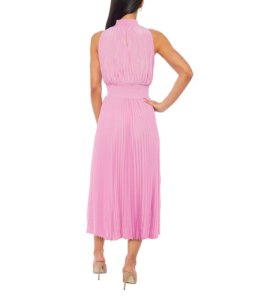 Cocktail Dresses Pleated Midi Length A Line Cocktail Dress Pink
