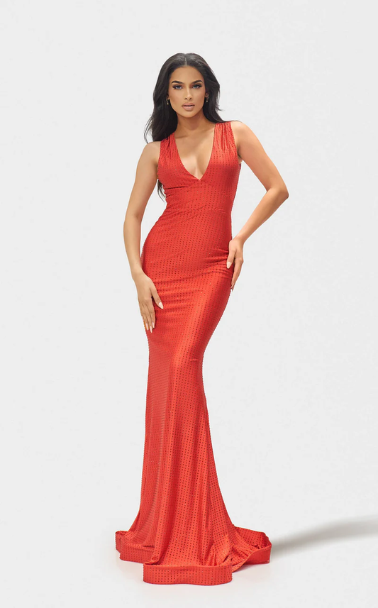 Prom Dresses Mermaid Fit Long Formal Evening Dress Red