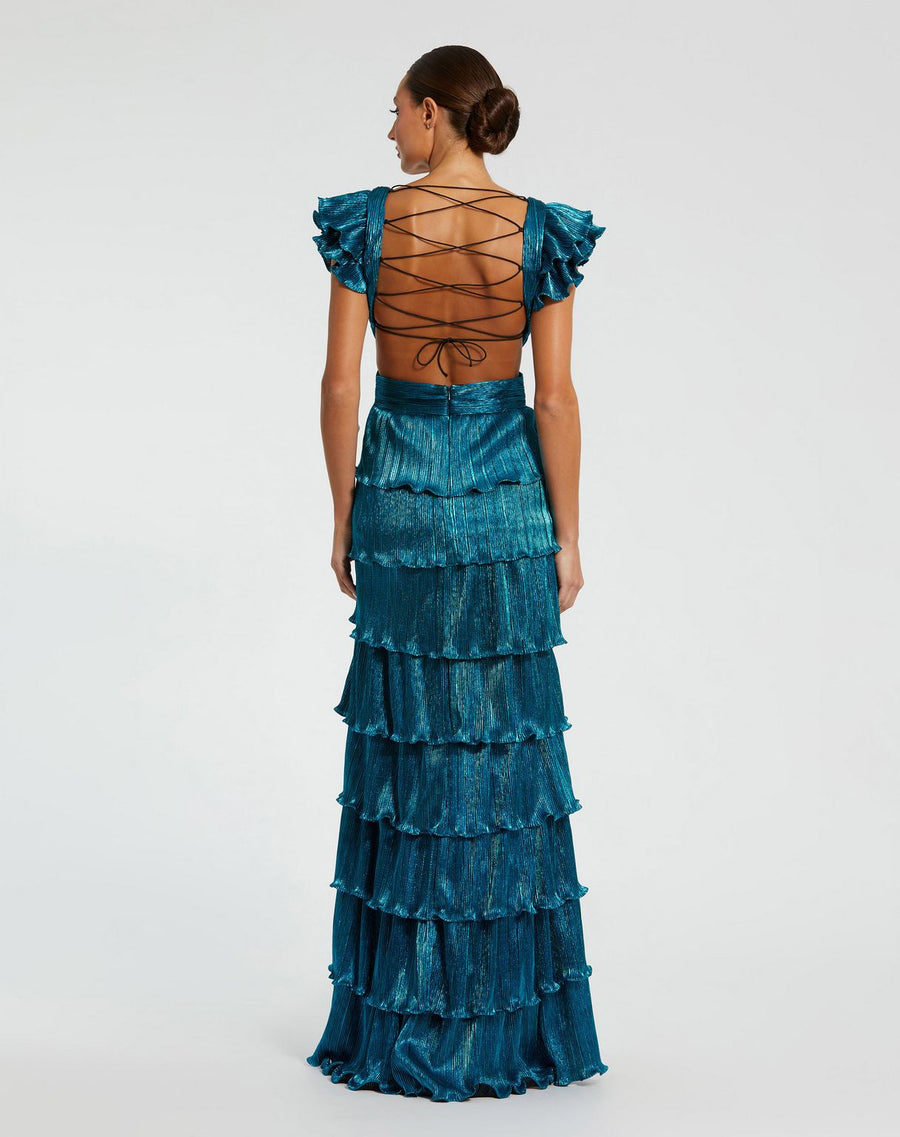 Prom Dresses Long Formal Metallic Prom Gown Blue