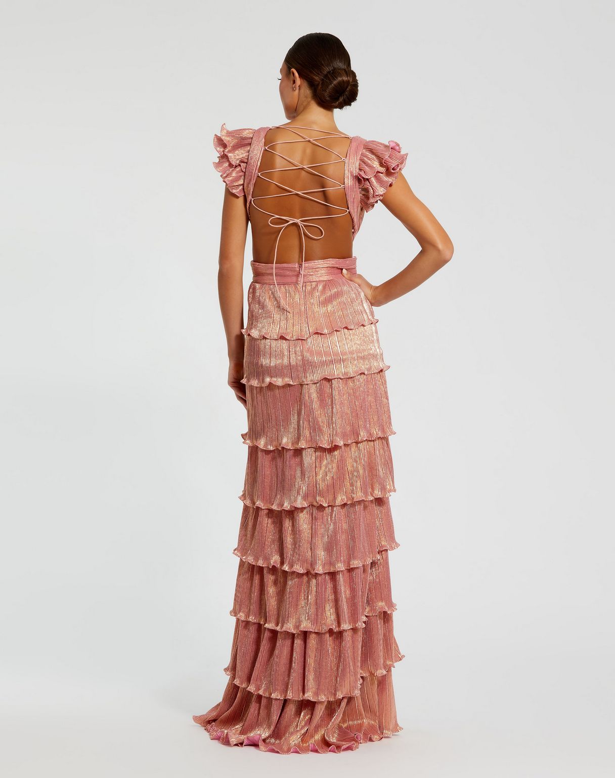 Prom Dresses Long Formal Metallic Prom Gown Coral