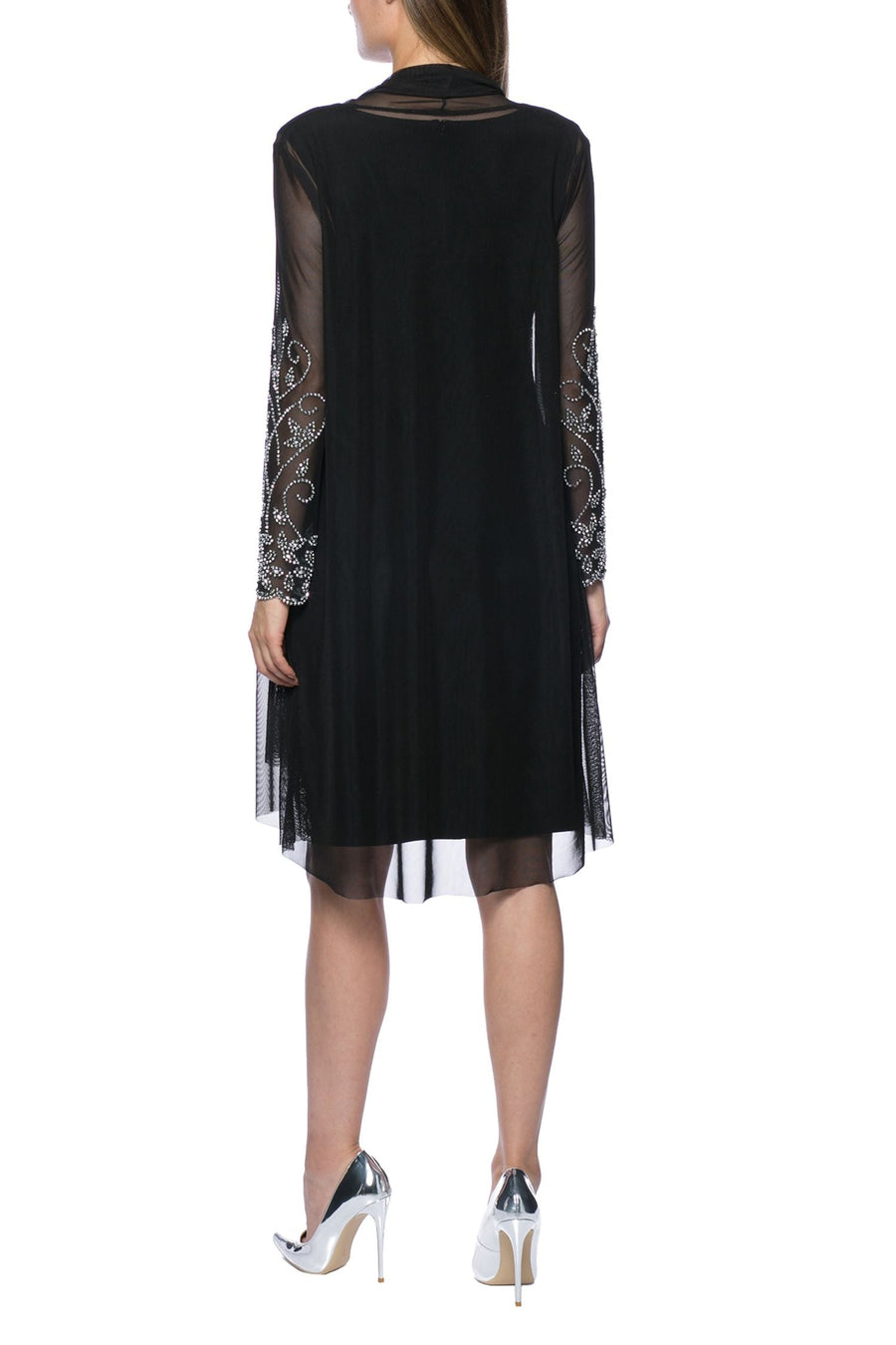 Cocktail Dresses Short Sleeveless Bodycon Dress With Embellished Jacket Black