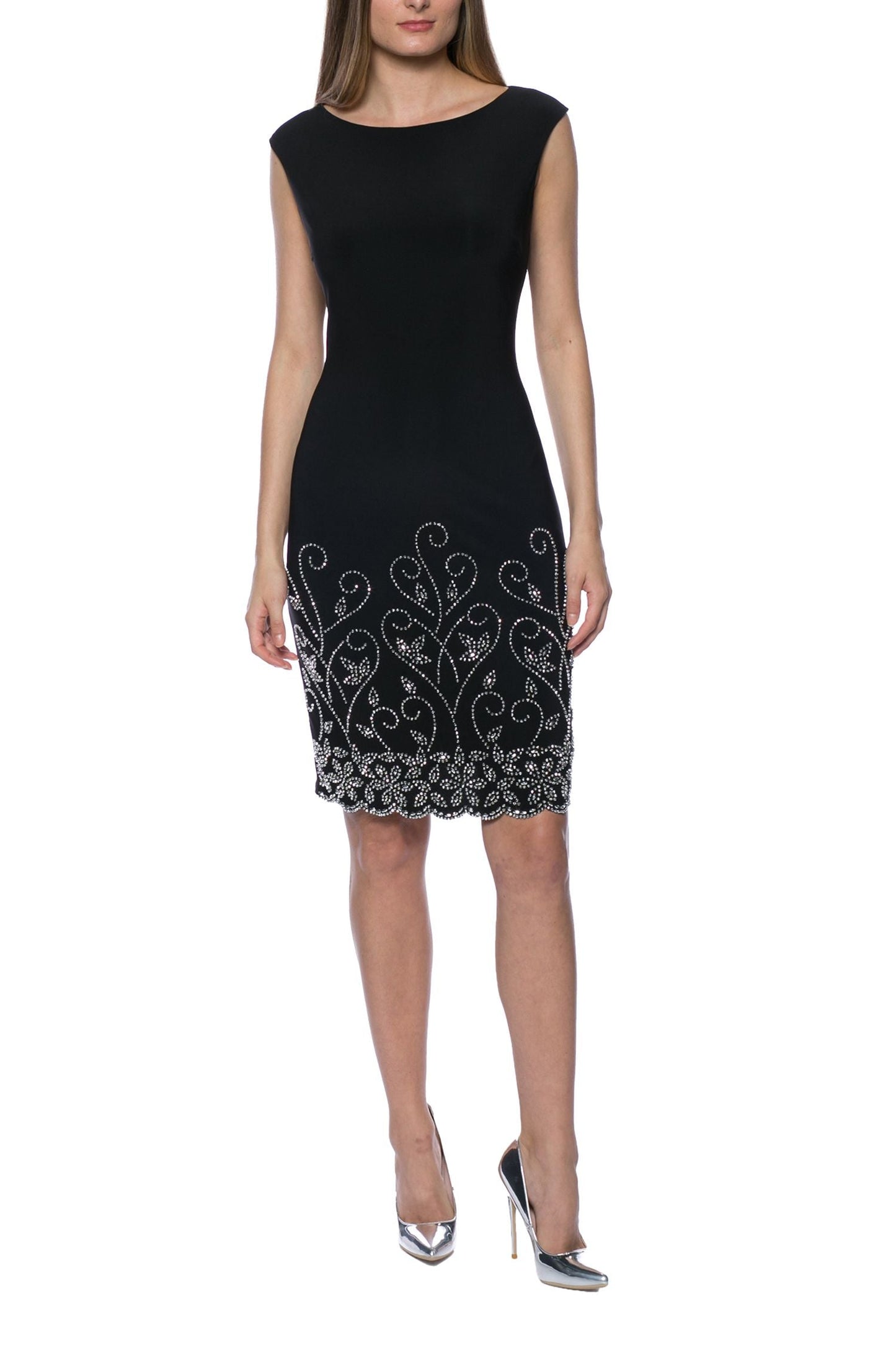 Cocktail Dresses Short Sleeveless Bodycon Dress With Embellished Jacket Black