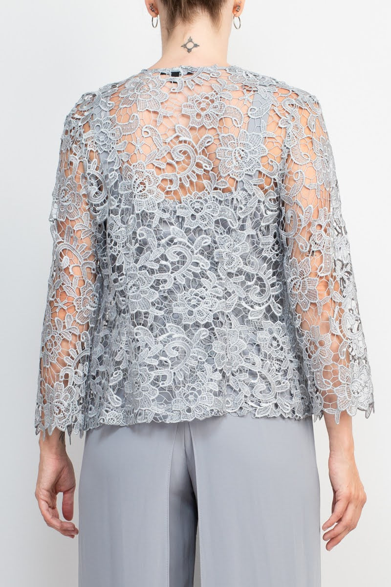 Pant Suit Long Formal Lace Mother of the Bride Pantsuit SILVER