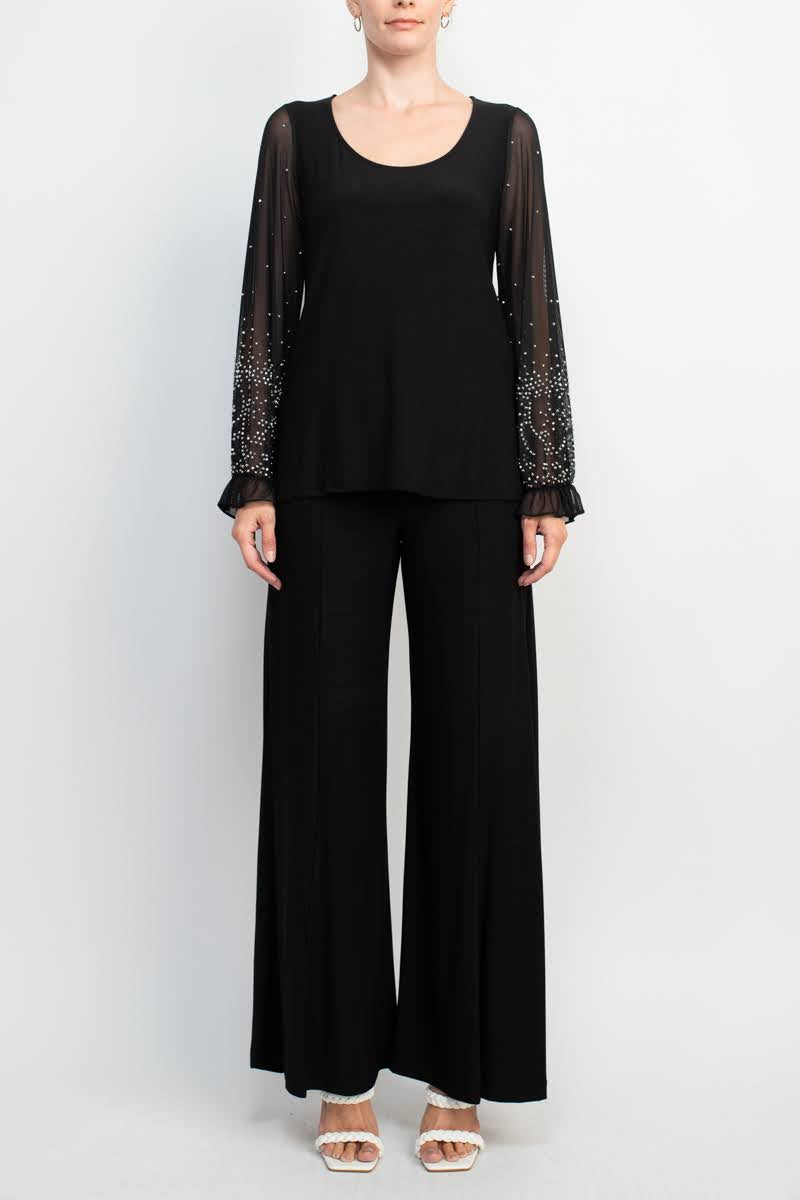 Pant Suit Long Two Piece Formal Mother of the Bride Pant Set BLACK