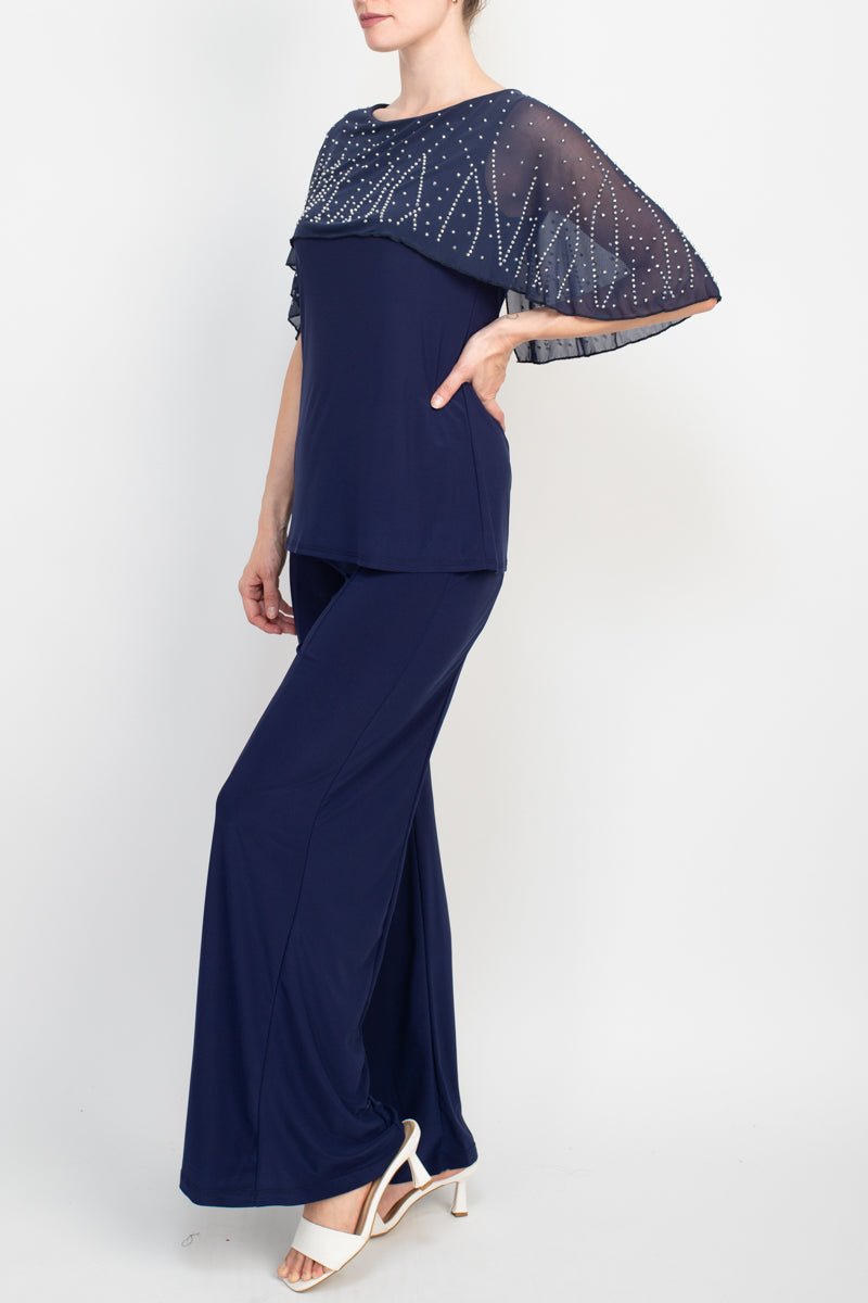 Pant Suit Long Two Piece Mother of the Bride Pant Set Formal NAVY