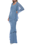 Mother of the Bride Dresses Tiered Solid Chiffon Dress with Matching Jacket Set Dior Blue