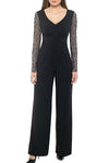 Jumpsuit Beaded Long Sleeve Formal Jumpsuit Black