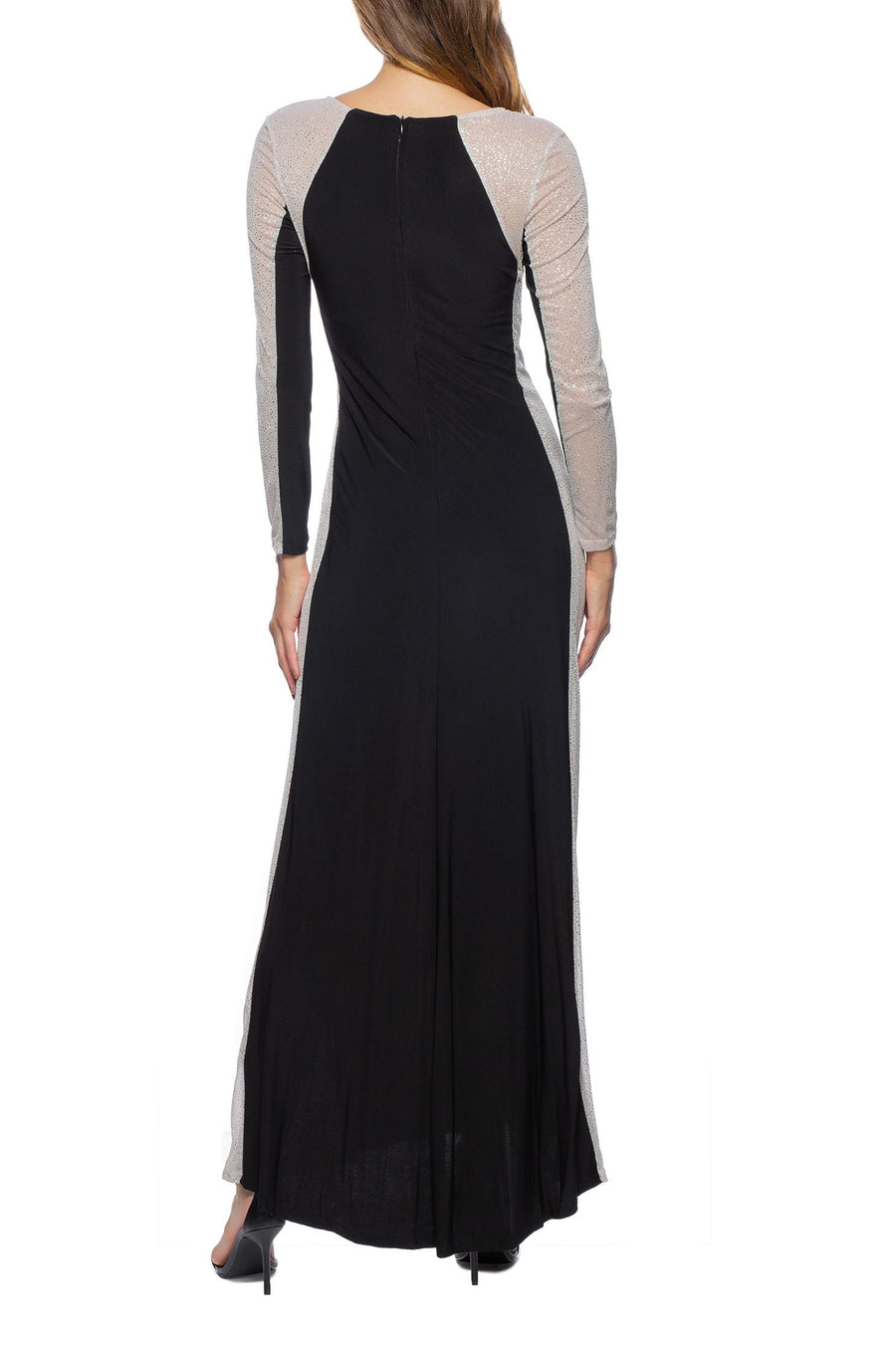 Formal Dresses Long Embellished Chiffon Sleeves Dress Black Nude
