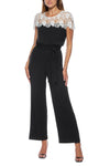 Jumpsuit Illusion Boat Neck Stretch Crepe Jumpsuit Ivory Black