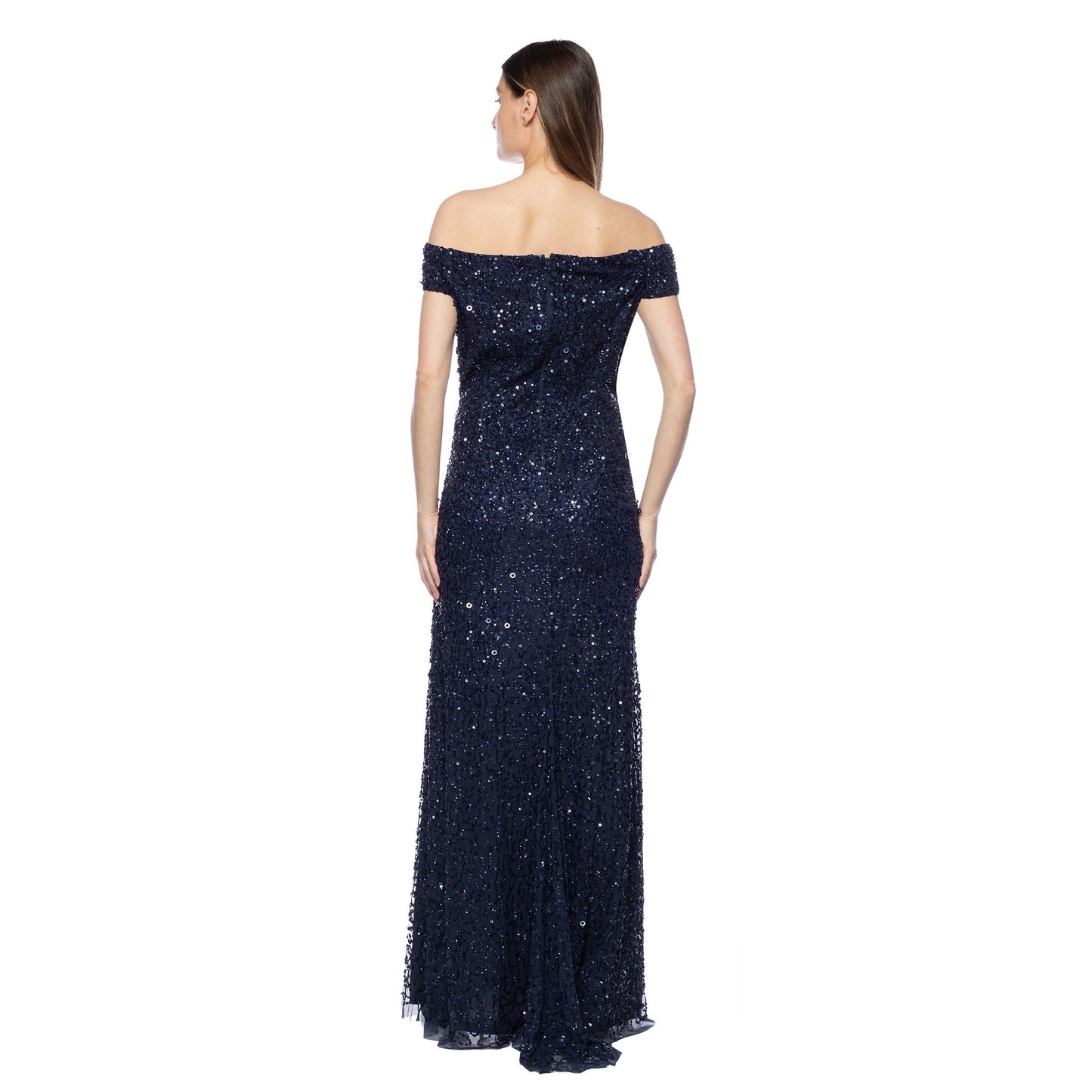 Formal Dresses Long Off Shoulder Formal Beaded Dress Navy