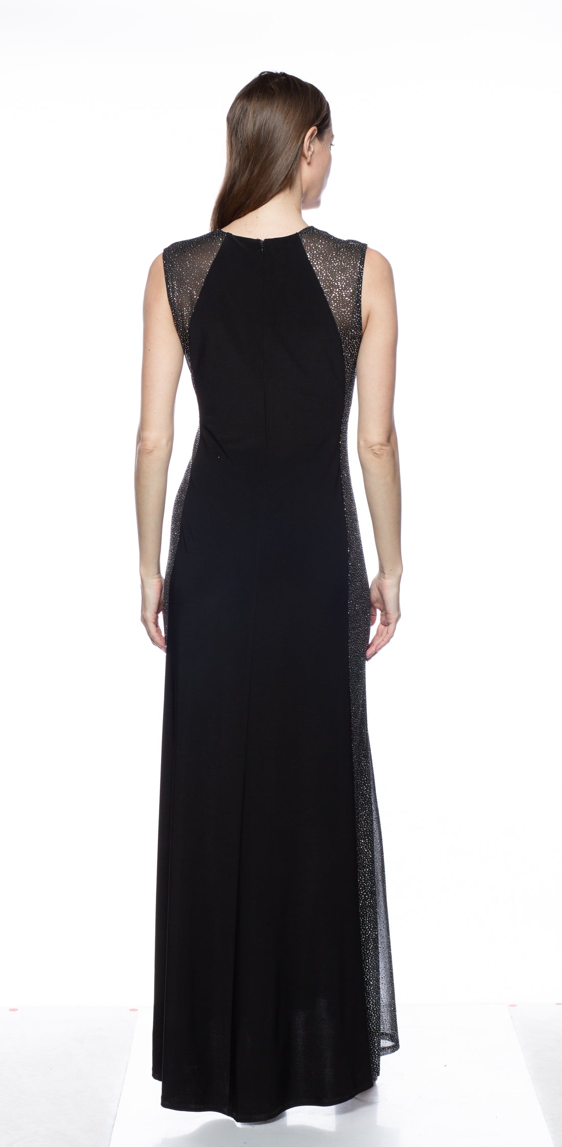 Formal Dresses Long Side Panel ITY Combo Dress Black Silver