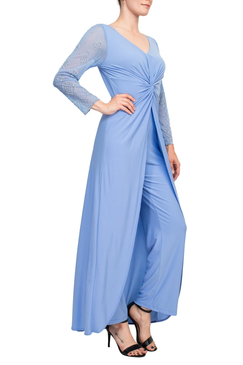 Jumpsuit Long Sleeve Formal Beaded Jumpsuit Periwinkle