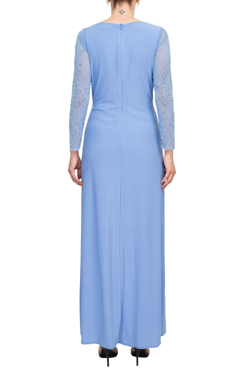 Jumpsuit Long Sleeve Formal Beaded Jumpsuit Periwinkle