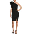 Cocktail Dresses Ruffle Short Fitted Slit Cocktail Dress Black