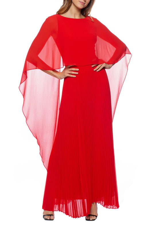 Formal Dresses Long Formal Pleated Capelet Evening Dress Red