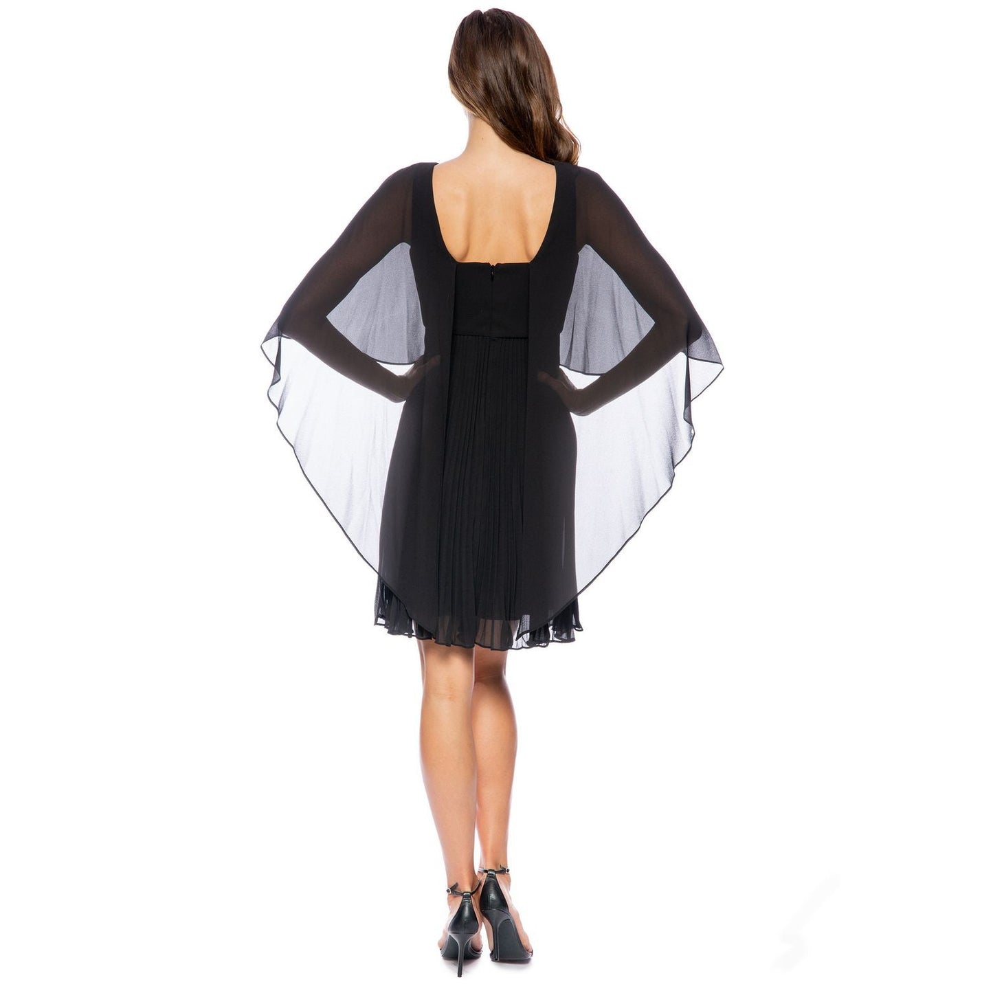 Cocktail Dresses Chiffon Caplet Pleated Short Dress Black