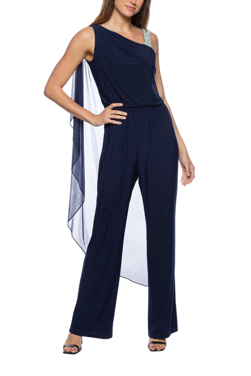Jumpsuit Long Formal Cape Jumpsuit  NAVY