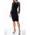 Cocktail Dresses Long Sheer Sleeve Velvet Sheath Short Dress Black