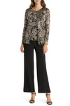 Pant Suit Long Metallic Floral Mother of the Bride Pantsuit BLACK GOLD