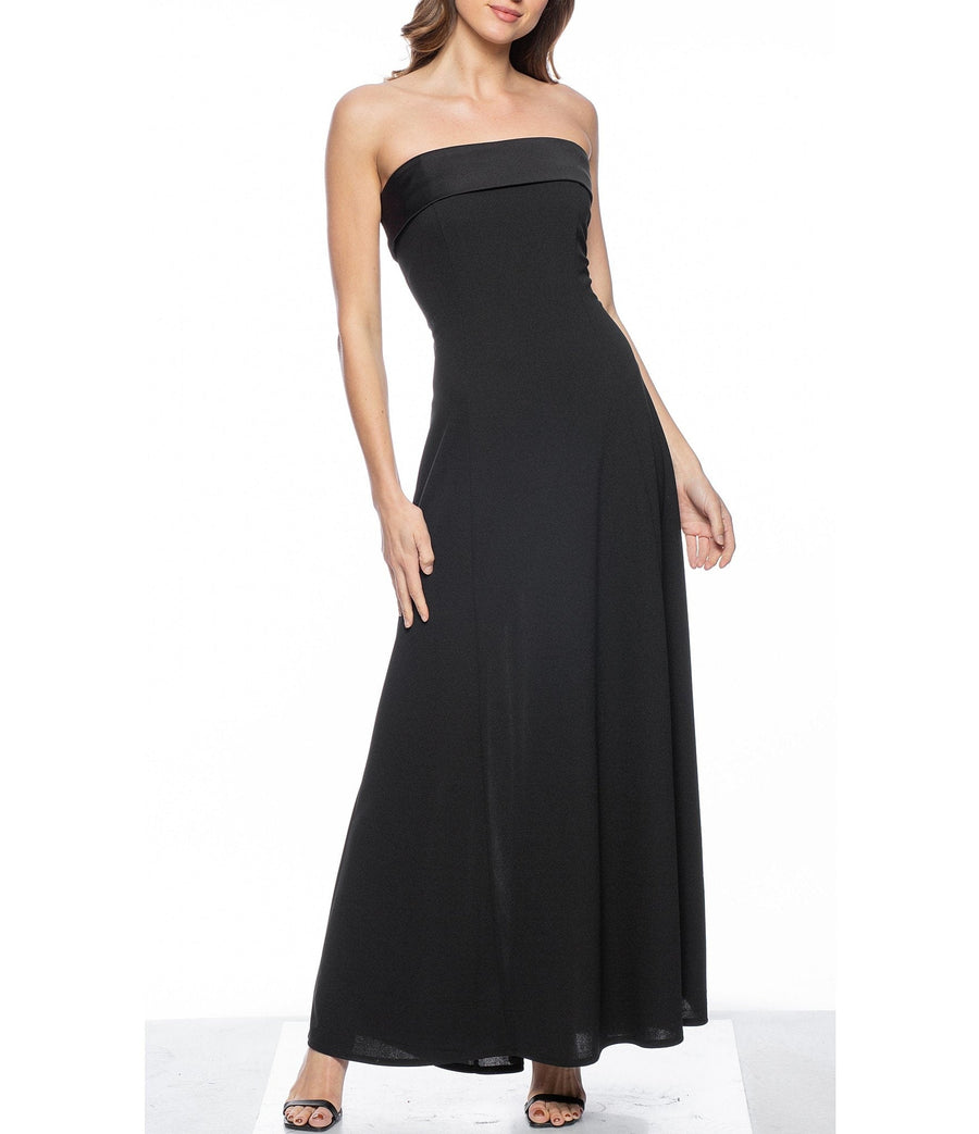 Formal Dresses Long Strapless Crepe Dress Black