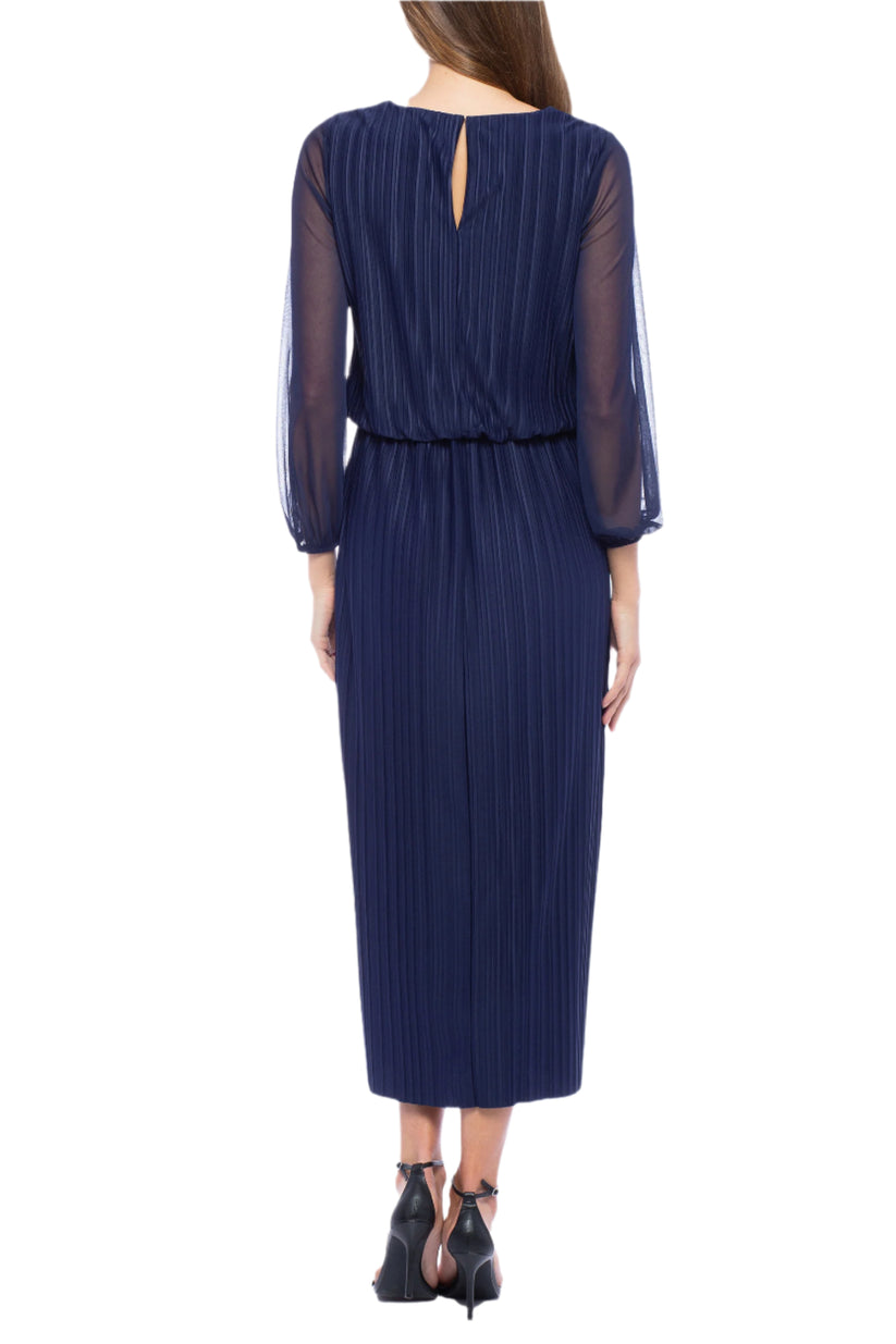 Cocktail Dresses Short Cocktail Pleated Midi Length Dress Navy