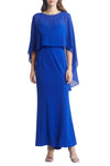 Formal Dresses Long Formal Capelet Evening Dress Cobalt