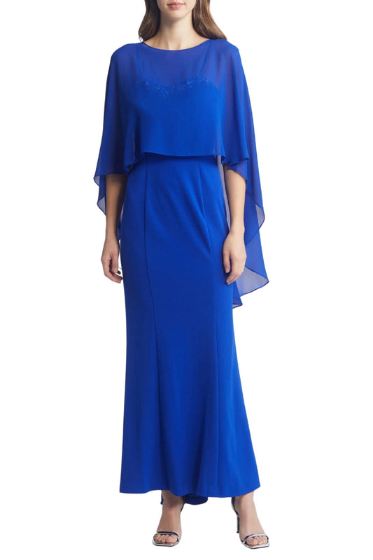 Formal Dresses Long Formal Capelet Evening Dress Cobalt