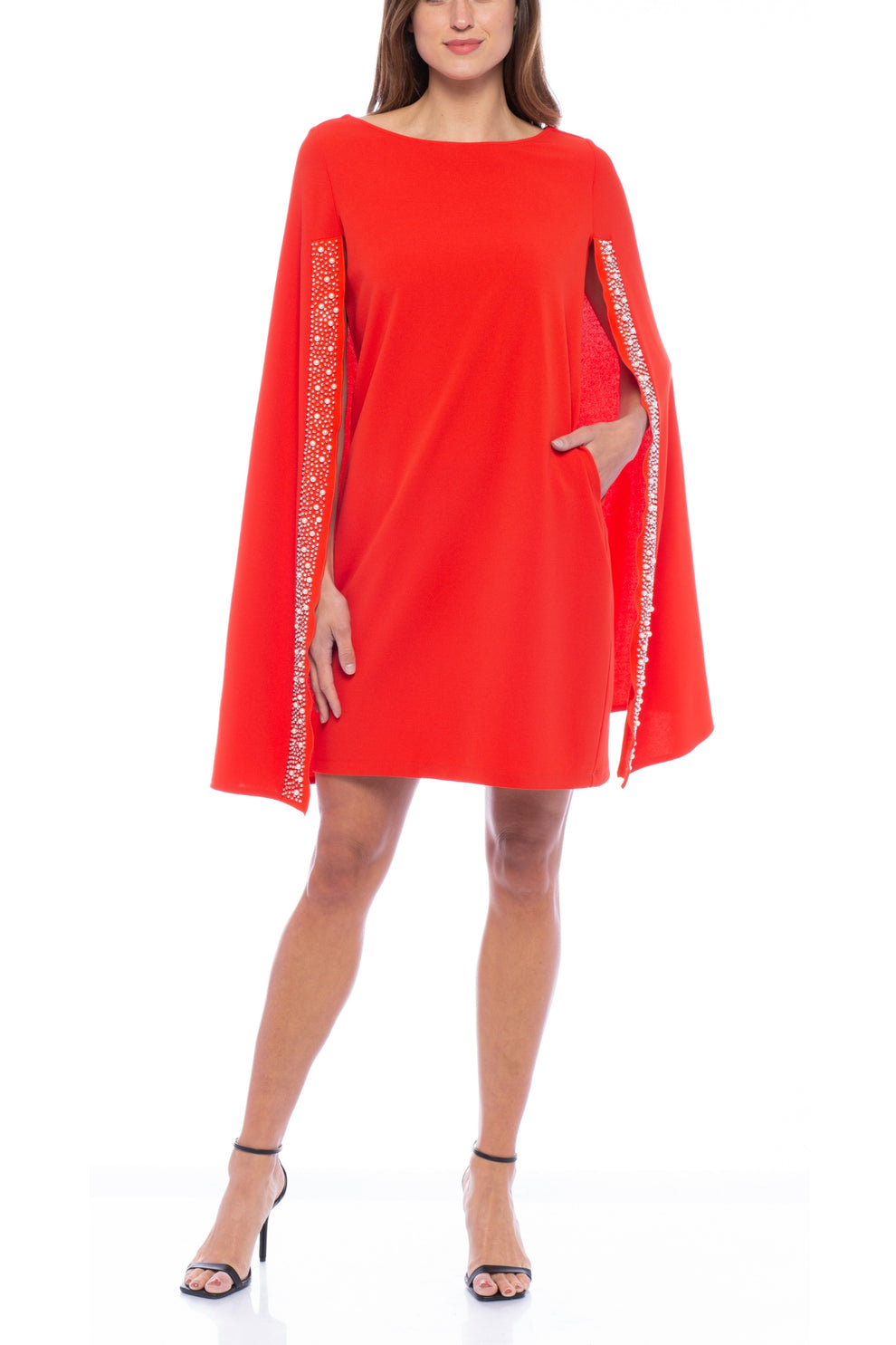 Cocktail Dresses Short Cocktail Cape Mini Dress Red