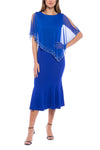 Cocktail Dresses Short Sequin Capelet Midi Length Dress Royal