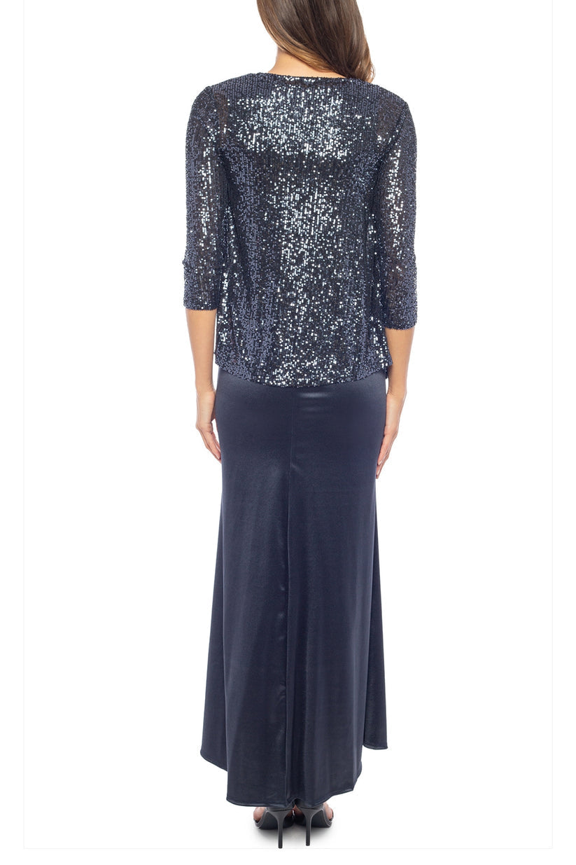Mother of the Bride Dresses Long Sequin Mother of the Bride Jacket Dress GUNMETAL