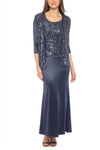 Mother of the Bride Dresses Long Sequin Mother of the Bride Jacket Dress GUNMETAL