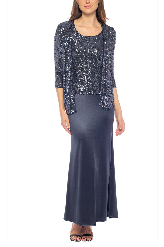 Mother of the Bride Dresses Long Sequin Mother of the Bride Jacket Dress GUNMETAL