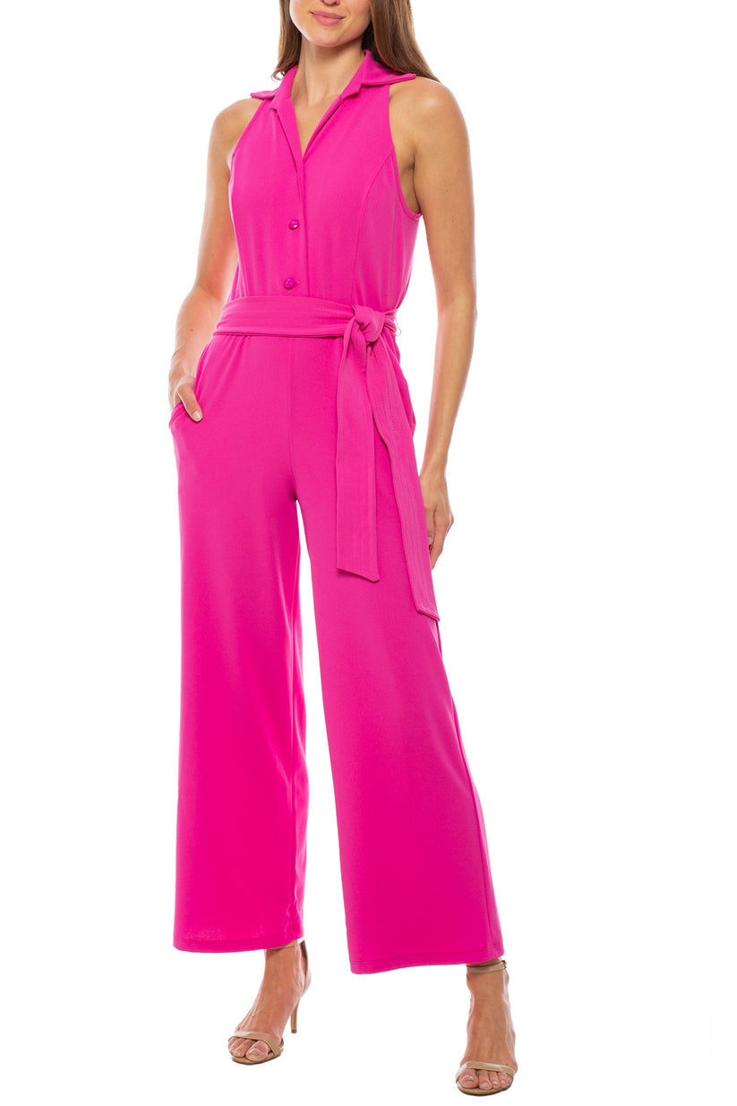 JumpsuitLong Formal Collar Jumpsuit Fuchsia