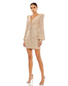 Cocktail Dresses Long Sleeve Sequin Cocktail Short Mini Dress Light Green